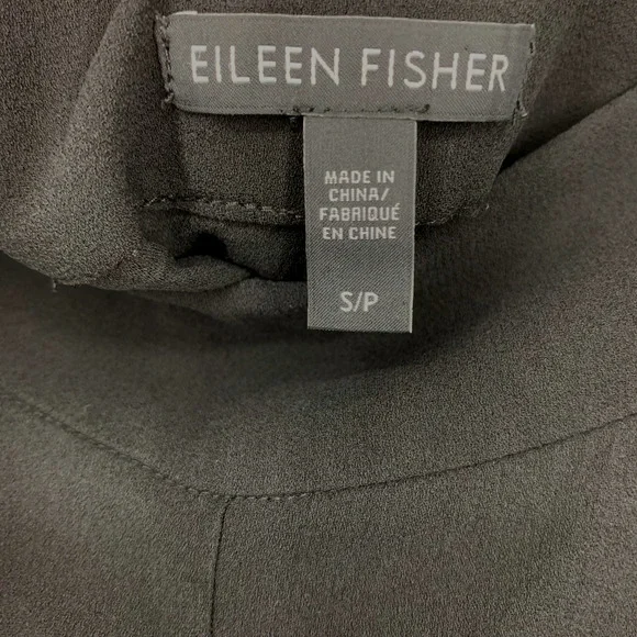 Eileen Fisher 100% Silk Black Pants Side Zip Ankle Minimalist Sz S Quiet Luxury - Picture 3 of 7